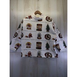 Vintage Y2K Cambridge Country Store Womens Christmas Print 3/4 Sleeve Sweater XL